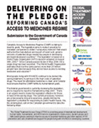 Delivering on the Pledge: Reforming Canada's Access to Medicines Regime - GTAG submission to the Government of Canada
