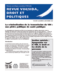 Revue VIH/sida, droit et politiques 14(2) décembre 2009