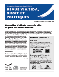 Revue VIH/sida, droit et politiques 15(1) octobre 2010
