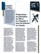 Programmes de prévention du VIH et de l'hépatite C pour les détenus au Canada : orientations stratégiques pour l'action