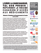 Livrer la marchandise, tel que promis : Réformer le régime canadien d'accès aux médicaments - Mémoire du GAMT à l'intention du Gouvernement du Canada