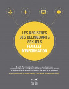 Les registres des délinquants sexuels : feuillet d’information